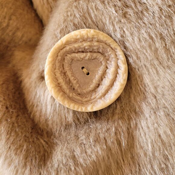 Vtg Brazotta Fur Collar Coat Tan 1950s Women’s M L Mad Men Classic Read 42" Long - Picture 15 of 15